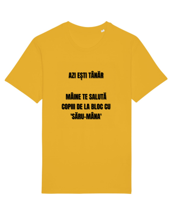 Azi esti tanar maine te saluta copiii de la bloc cu saru-mana Spectra Yellow
