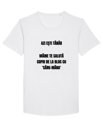 Azi esti tanar maine te saluta copiii de la bloc cu saru-mana White
