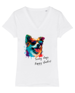 SUNNY DAYS - V5 Tricou mânecă scurtă guler V Damă Evoker