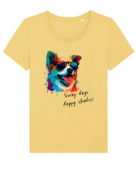 SUNNY DAYS - V5 Tricou mânecă scurtă guler larg fitted Damă Expresser