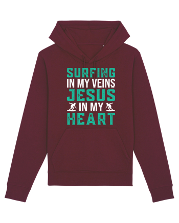 Surfing In My Veins Jesus In My Heart Burgundy
