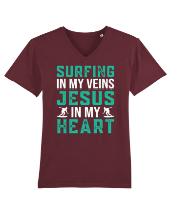 Surfing In My Veins Jesus In My Heart Burgundy