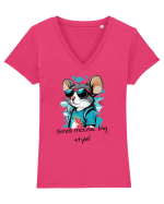 SMALL MOUSE, BIG STYLE! - V2 Tricou mânecă scurtă guler V Damă Evoker