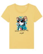 SMALL MOUSE, BIG STYLE! - V2 Tricou mânecă scurtă guler larg fitted Damă Expresser