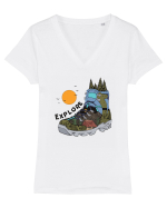 pentru aventurieri - Explorer boots Tricou mânecă scurtă guler V Damă Evoker