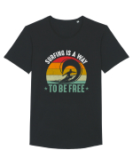 Surfing is a way to be free Tricou mânecă scurtă guler larg Bărbat Skater