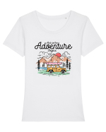 in stil line art - And so the adventure begins Tricou mânecă scurtă guler larg fitted Damă Expresser