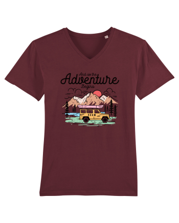 in stil line art - And so the adventure begins Burgundy