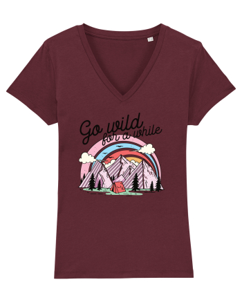 in stil line art - Go wild for a while Burgundy