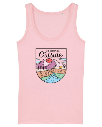 in stil line art - I would rather be outside Cotton Pink