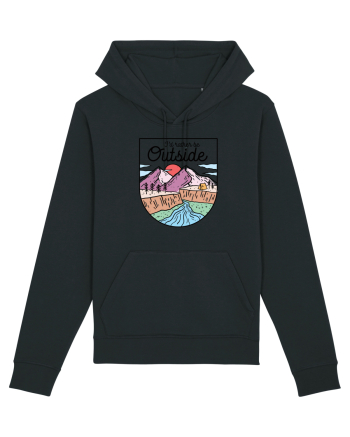 in stil line art - I would rather be outside Black