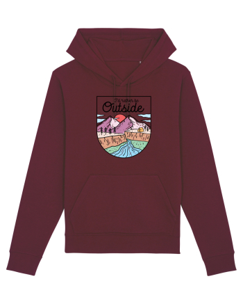 in stil line art - I would rather be outside Burgundy