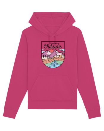 in stil line art - I would rather be outside Raspberry