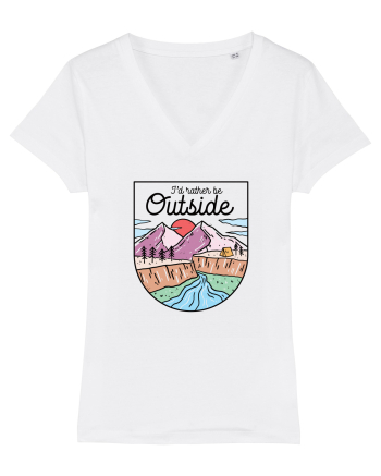 in stil line art - I would rather be outside White