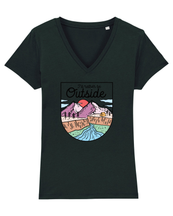 in stil line art - I would rather be outside Black