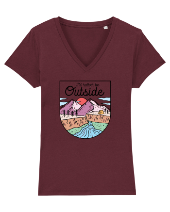 in stil line art - I would rather be outside Burgundy