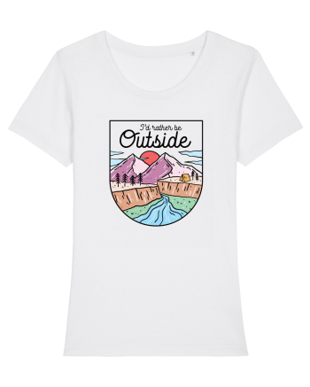 in stil line art - I would rather be outside White
