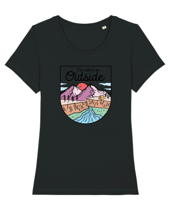 in stil line art - I would rather be outside Black