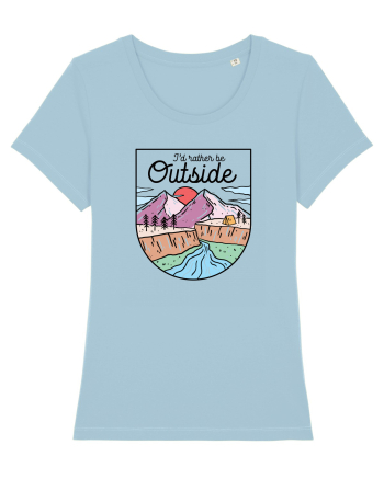 in stil line art - I would rather be outside Sky Blue