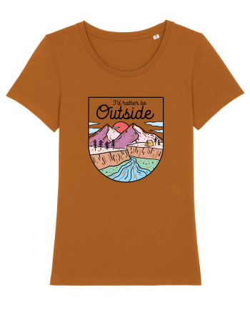 in stil line art - I would rather be outside Roasted Orange