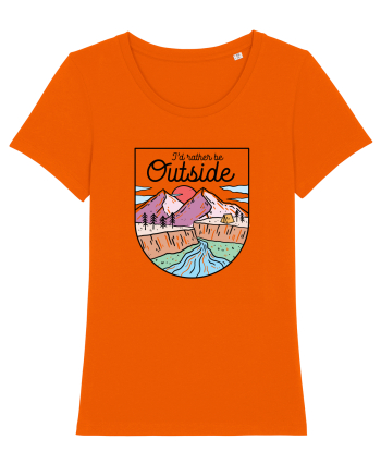 in stil line art - I would rather be outside Bright Orange