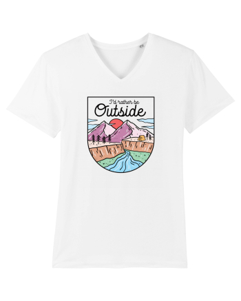 in stil line art - I would rather be outside White