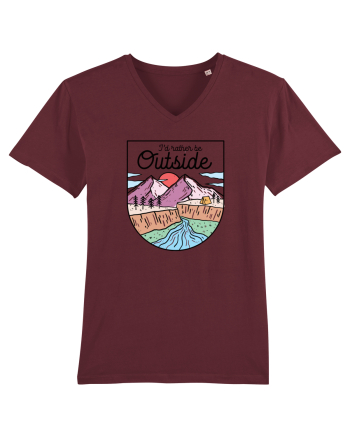 in stil line art - I would rather be outside Burgundy