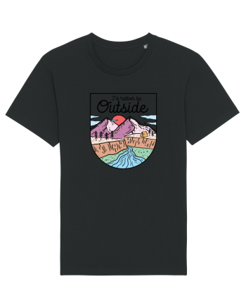 in stil line art - I would rather be outside Black