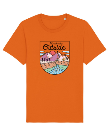 in stil line art - I would rather be outside Bright Orange