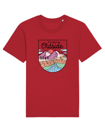 in stil line art - I would rather be outside Red