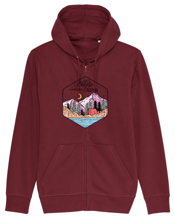 in stil line art - Let us sleep under the stars Burgundy