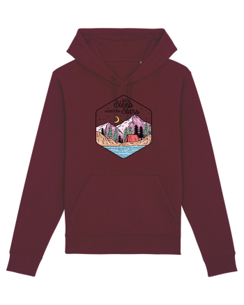 in stil line art - Let us sleep under the stars Burgundy
