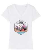 in stil line art - Let us sleep under the stars Tricou mânecă scurtă guler V Damă Evoker