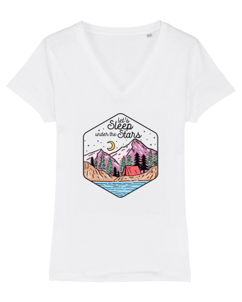 in stil line art - Let us sleep under the stars White
