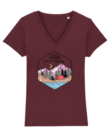 in stil line art - Let us sleep under the stars Burgundy