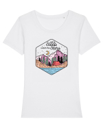 in stil line art - Let us sleep under the stars Tricou mânecă scurtă guler larg fitted Damă Expresser