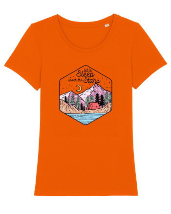 in stil line art - Let us sleep under the stars Bright Orange