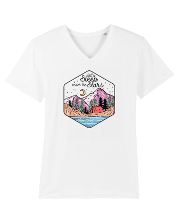 in stil line art - Let us sleep under the stars White
