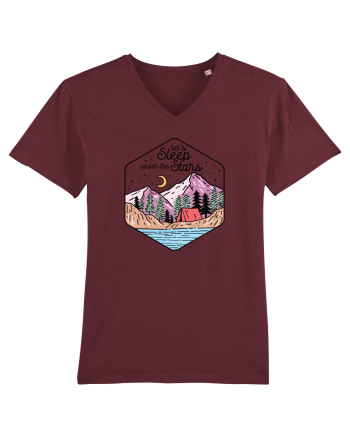 in stil line art - Let us sleep under the stars Burgundy