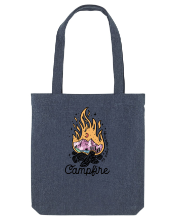 in stil line art - Life is better around the campfire Midnight Blue