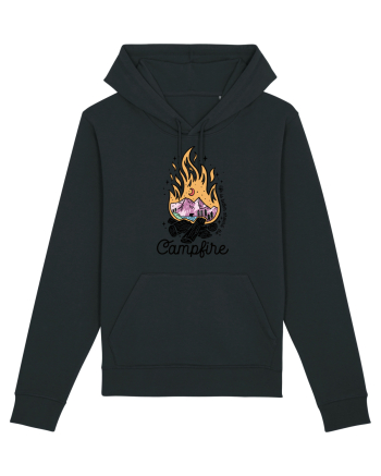 in stil line art - Life is better around the campfire Black