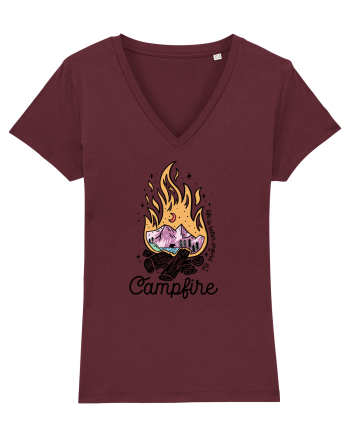 in stil line art - Life is better around the campfire Burgundy