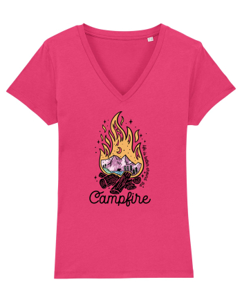 in stil line art - Life is better around the campfire Raspberry