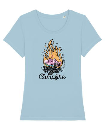 in stil line art - Life is better around the campfire Sky Blue