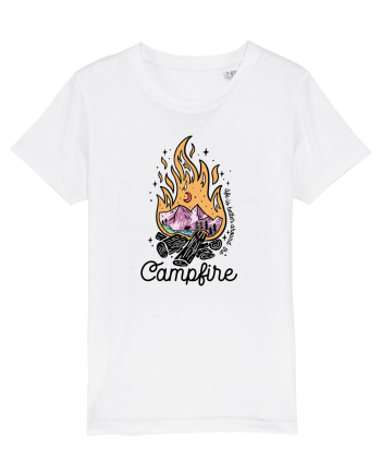 in stil line art - Life is better around the campfire White