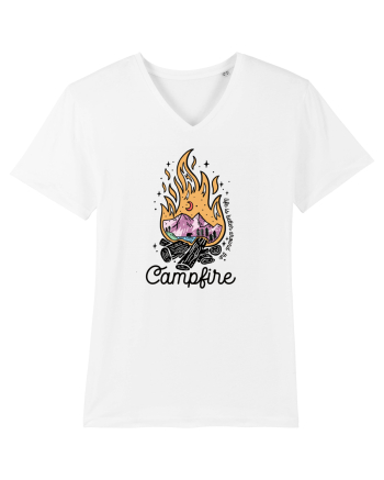 in stil line art - Life is better around the campfire White