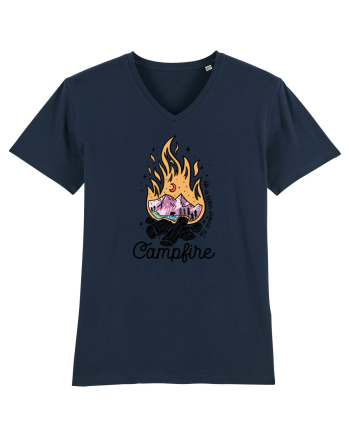 in stil line art - Life is better around the campfire French Navy