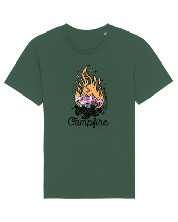 in stil line art - Life is better around the campfire Bottle Green