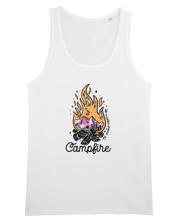 in stil line art - Life is better around the campfire White