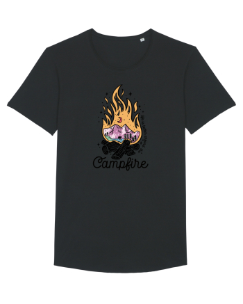 in stil line art - Life is better around the campfire Black